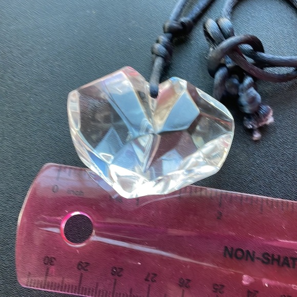 ❤️ DESIGNER SIGNED FUNKY LUCITE PENDANT HEART NECKLACE - Picture 4 of 5